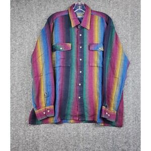 Backpacker Flannel Shirt Mens XL Multicolor Vintage Striped Button Up Rugged